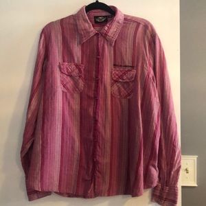 Harley Davidson Multi pink with black womens long sleeved shirt size 2W